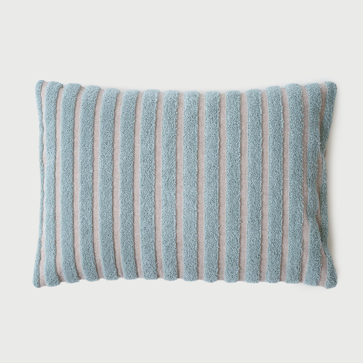 Striped Blue Oblong Chambray Cotton Cushion Cover