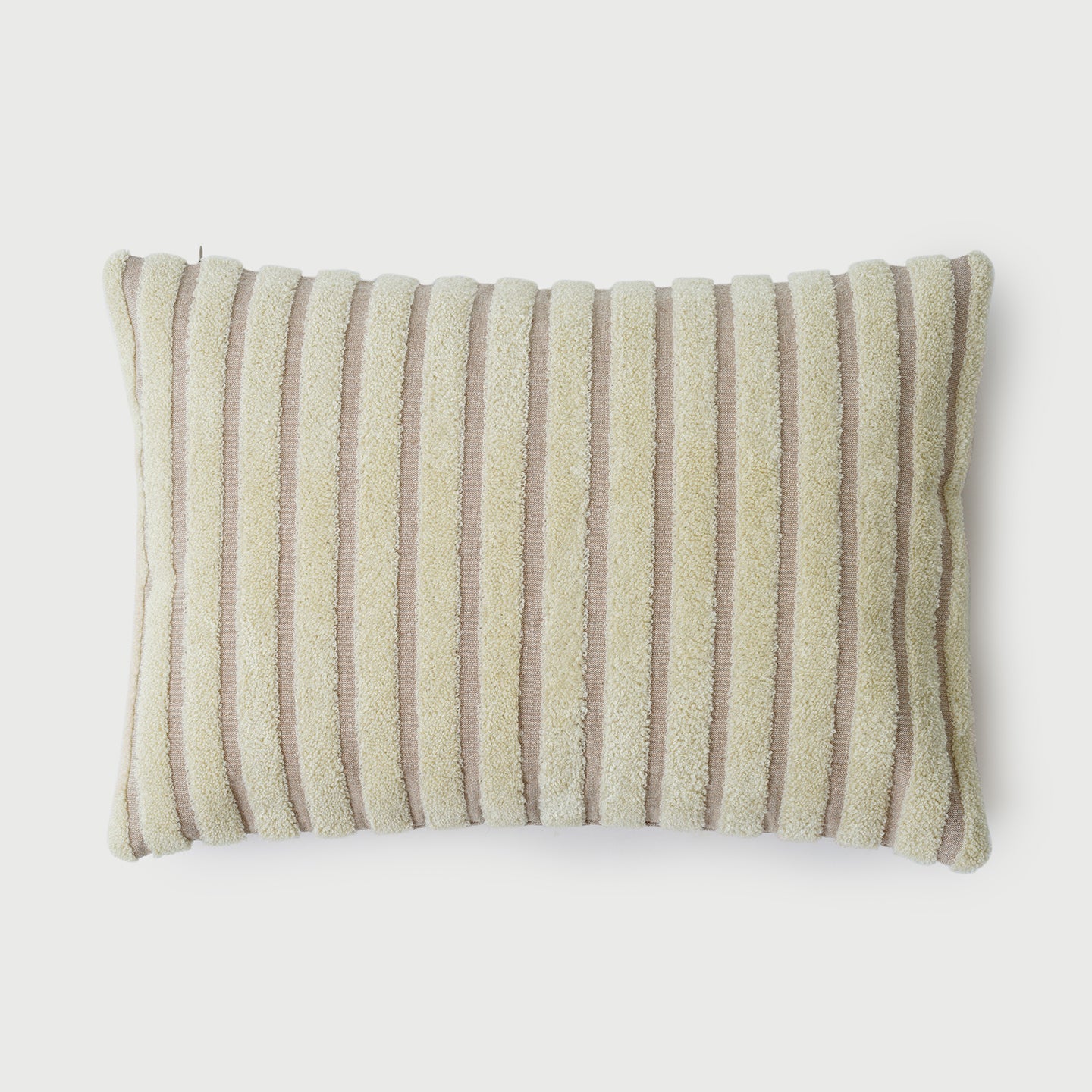 Striped Ivory Oblong Chambray Cotton Cushion Cover