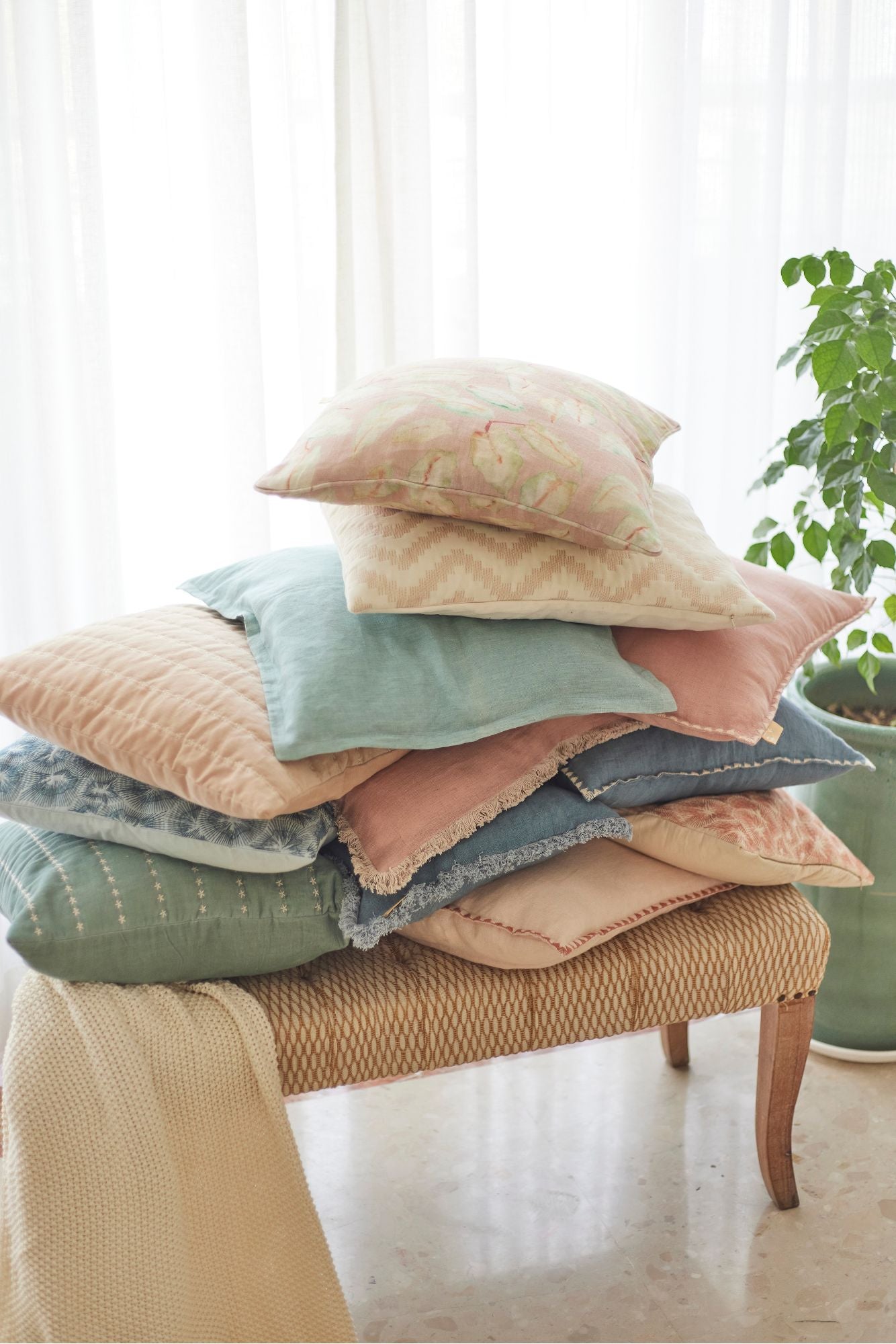 Mirage Soft Pink Linen Cushion Cover