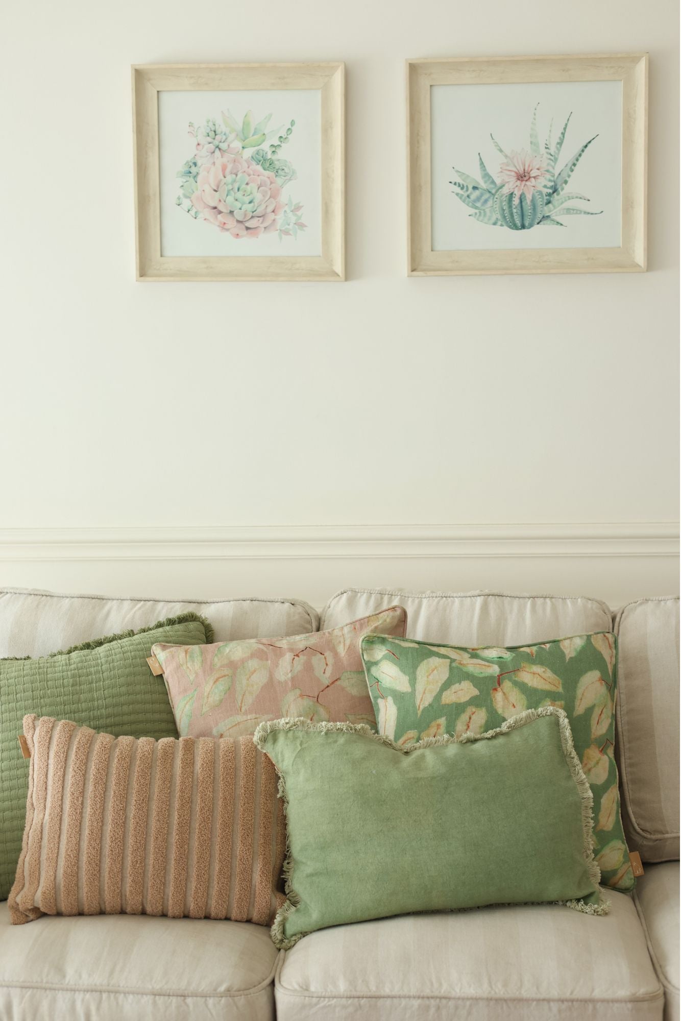 Fringe Fern Linen Oblong Cushion Cover