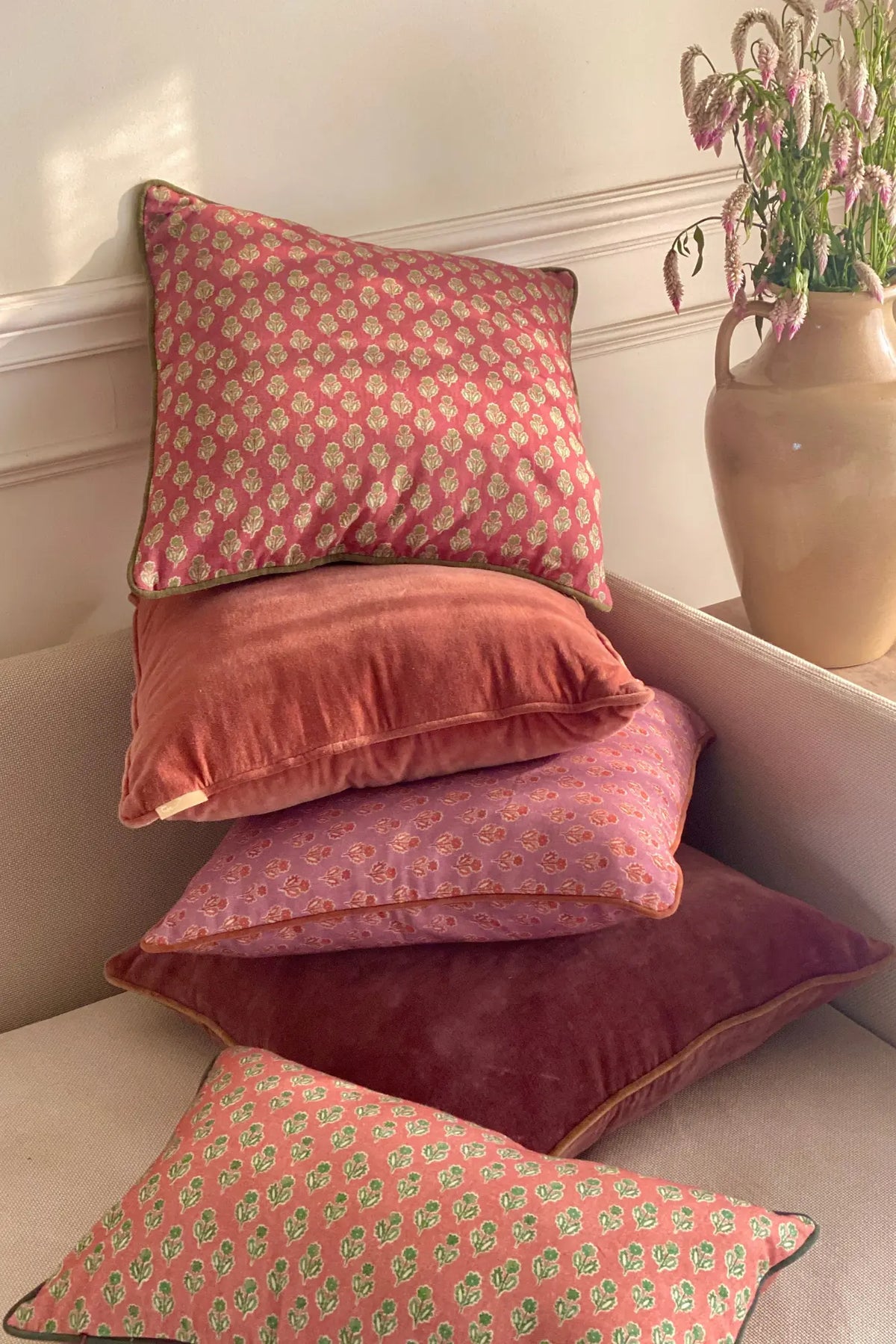 Rhubarb Velvet Cushion Cover SanctuaryLiving