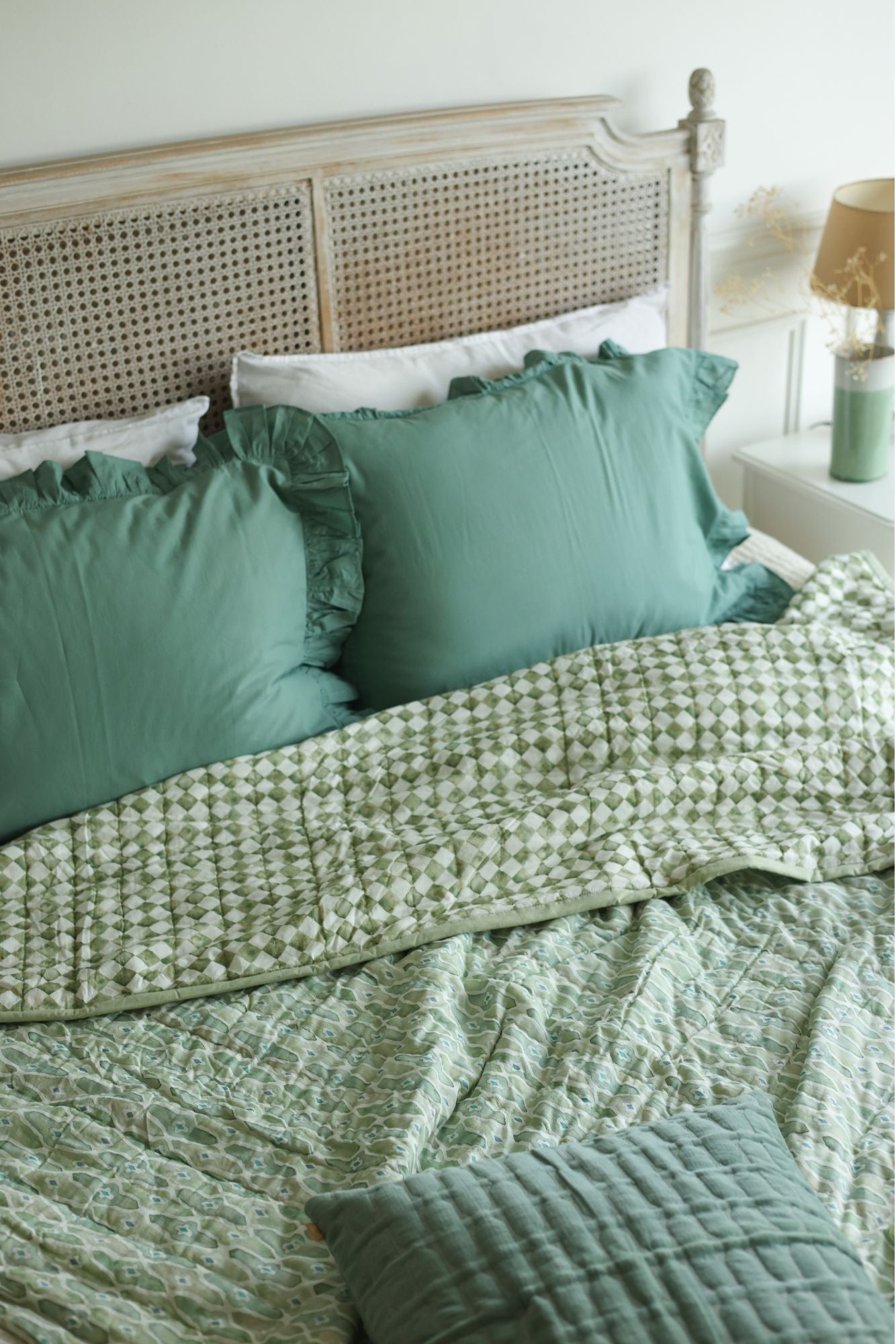 Ruffle Eucalyptus Duvet Cover