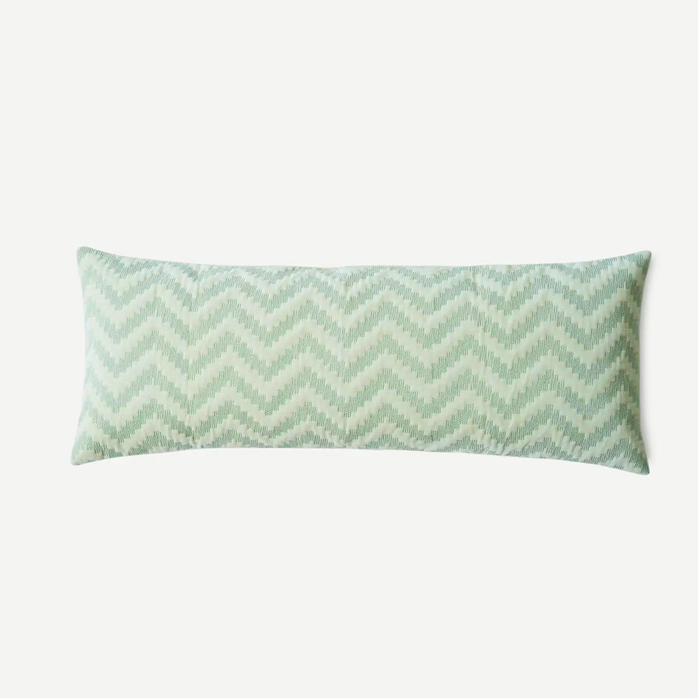 Chevron Green Velvet  Lumbar Cushion Cover