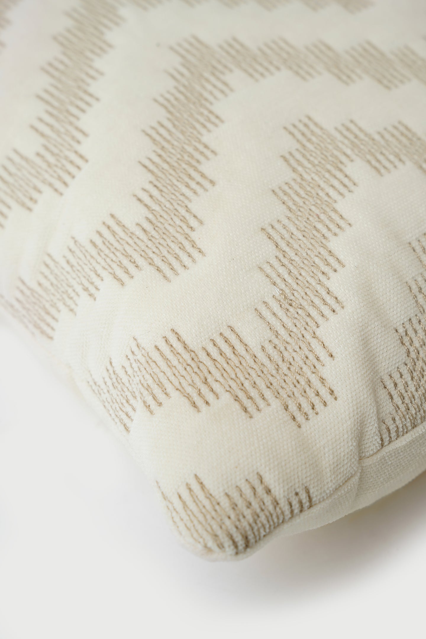 Chevron Brown Lumbar Velvet Cushion Cover