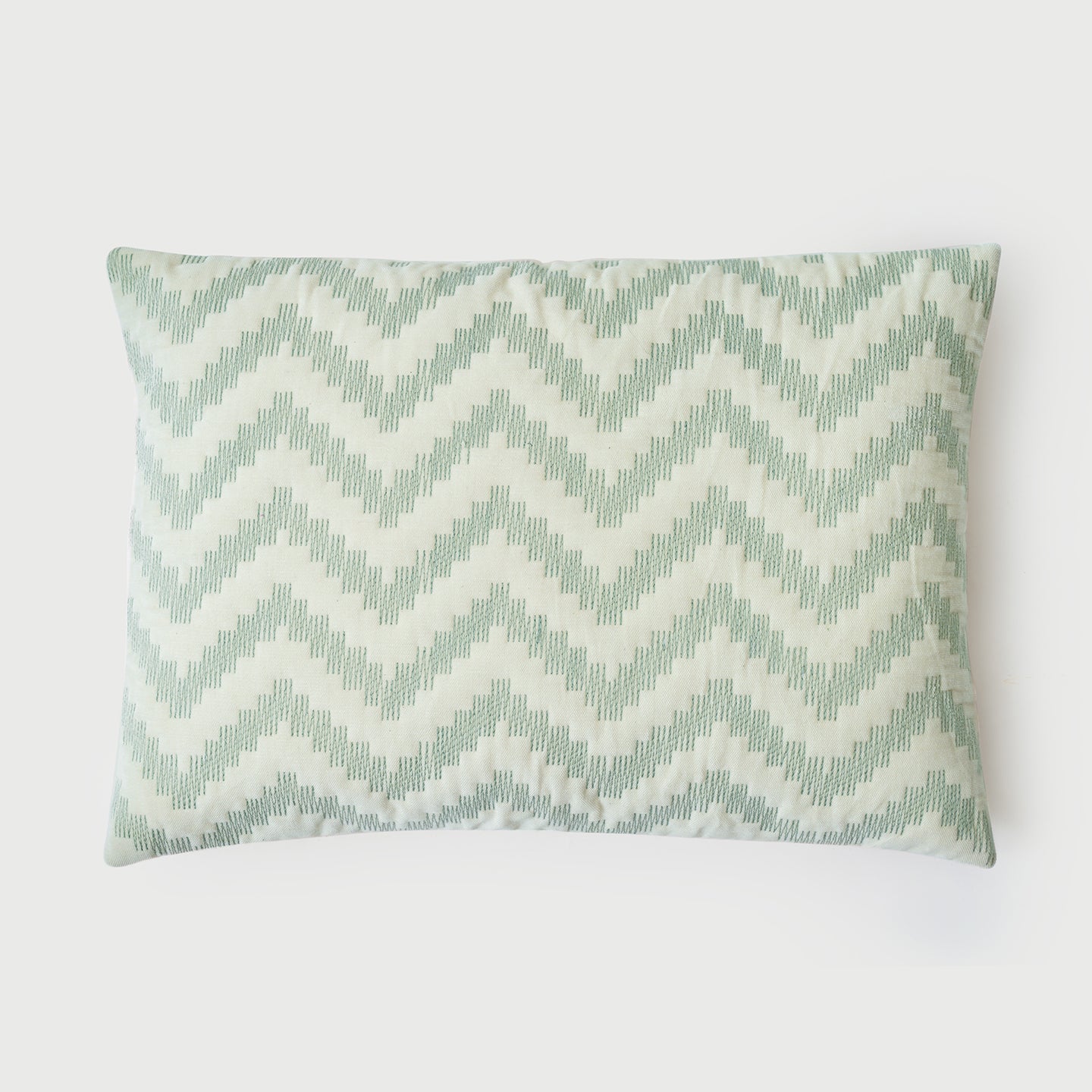 Chevron Green Oblong Velvet Cushion Cover