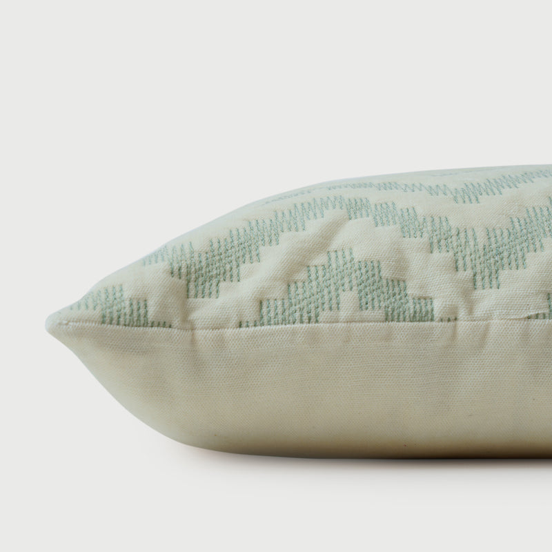 Chevron Green Lumbar Cushion Cover