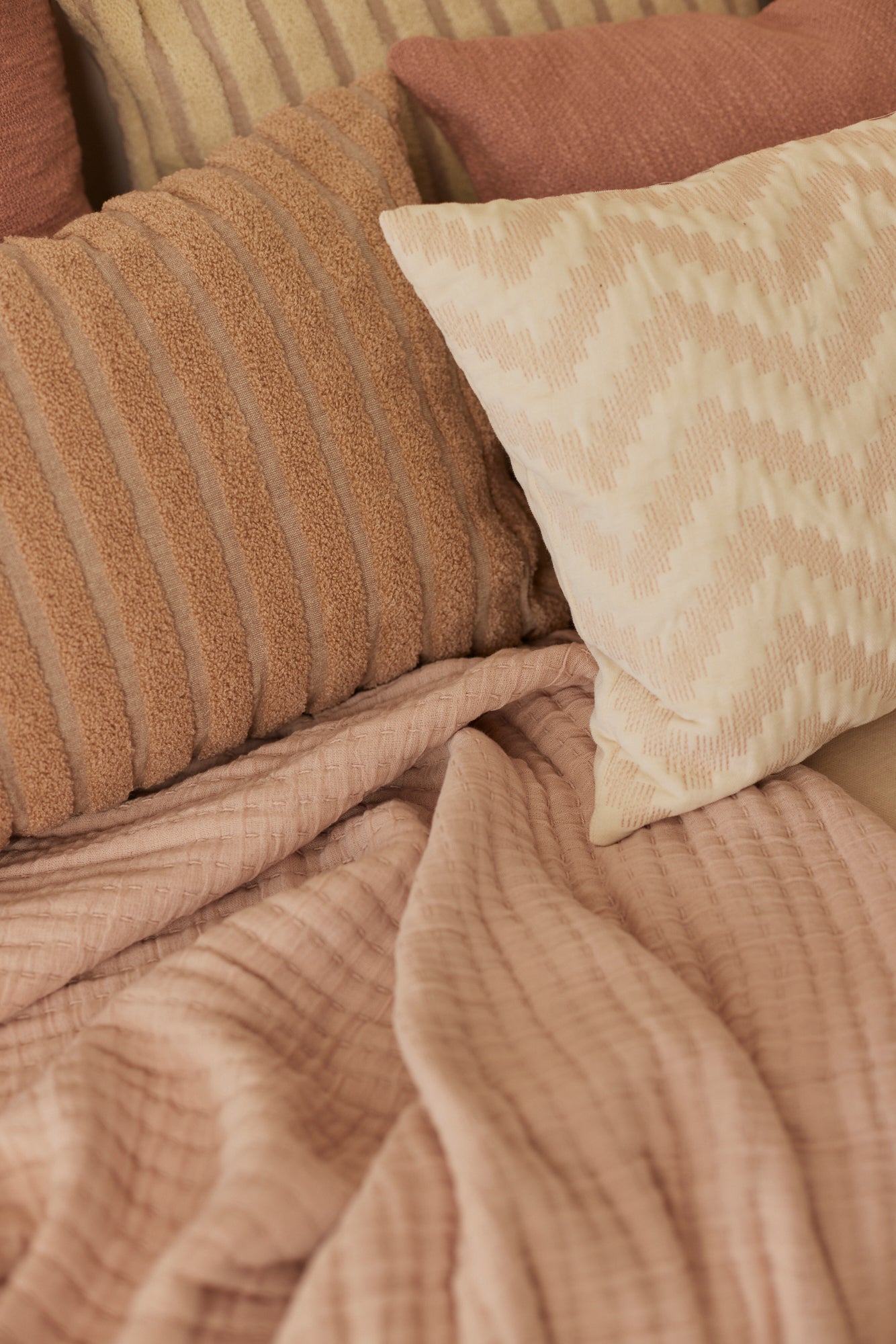 Chevron Blush Oblong Velvet Cushion Cover
