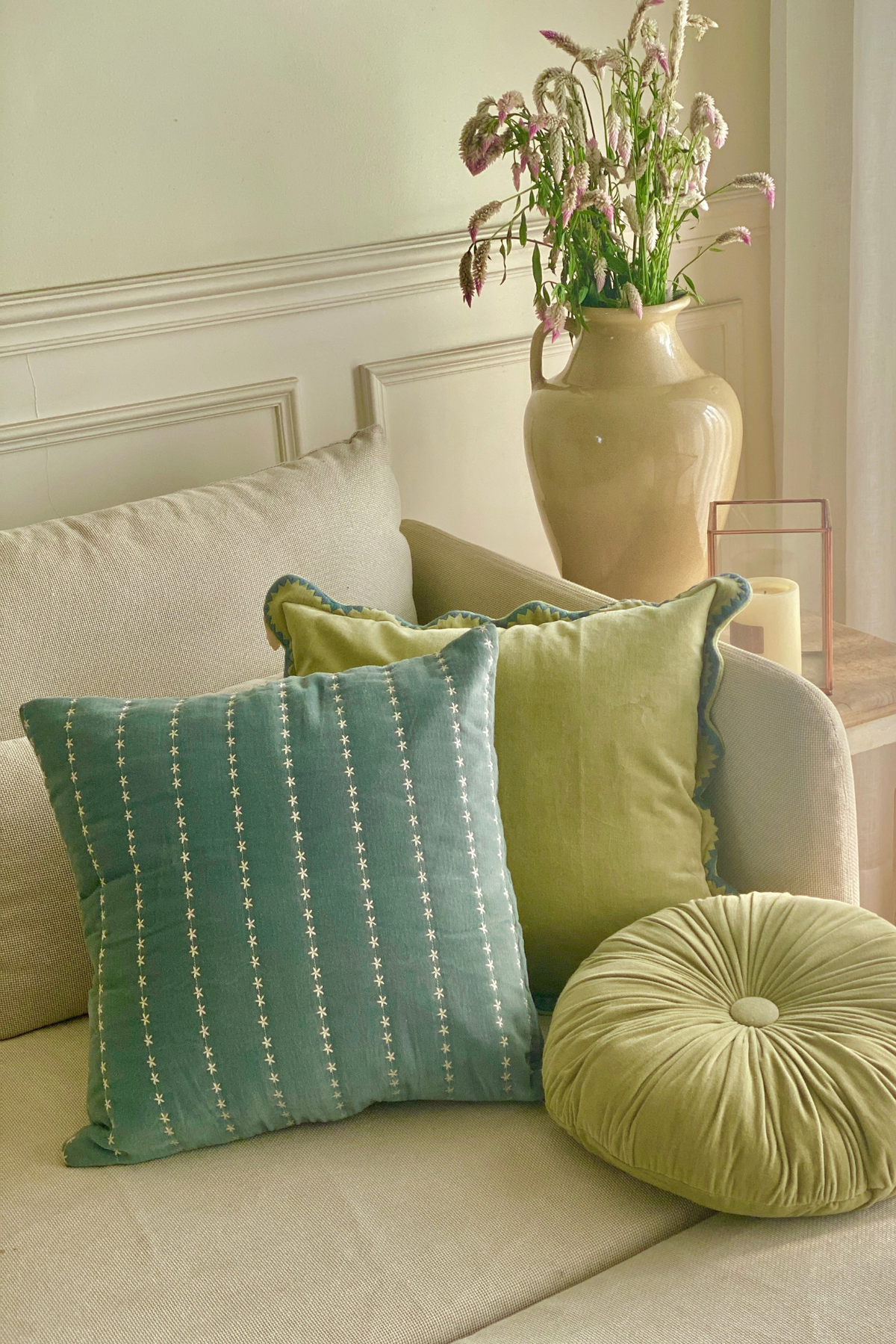 Sitara Duck Egg Velvet Cushion Cover