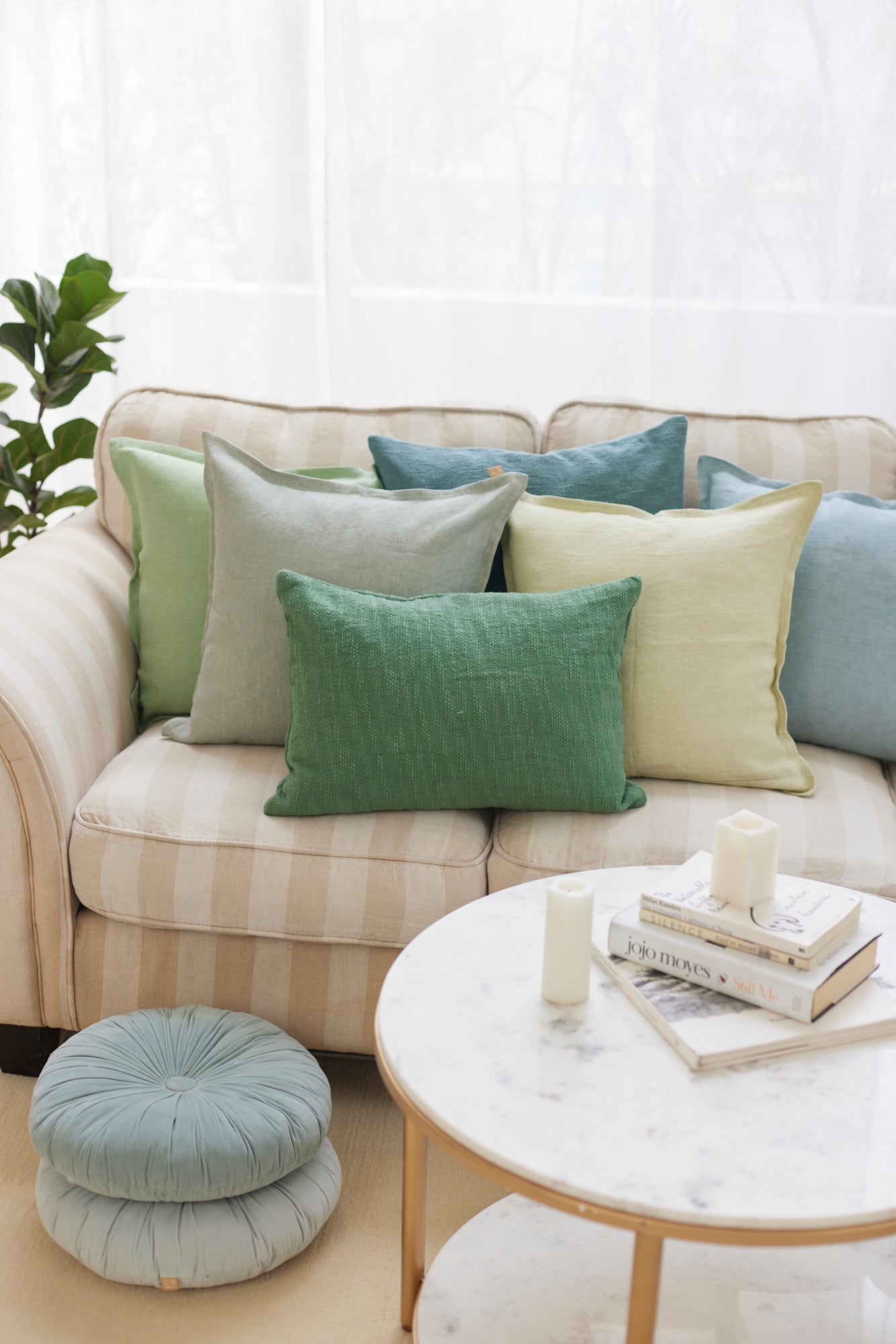 Cotton Slub Teal Cushion Cover