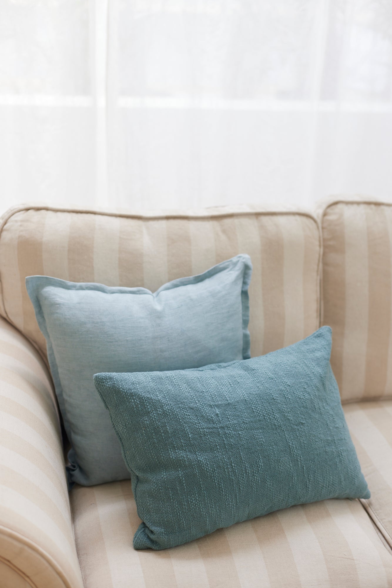 Cotton Slub Teal Oblong Cushion Cover