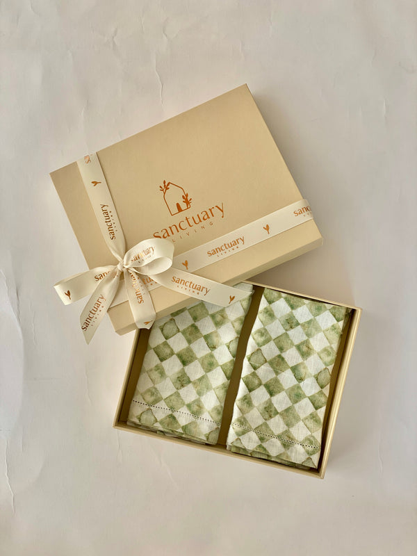 Checker Green Napkins Gift Set (Set of 3)