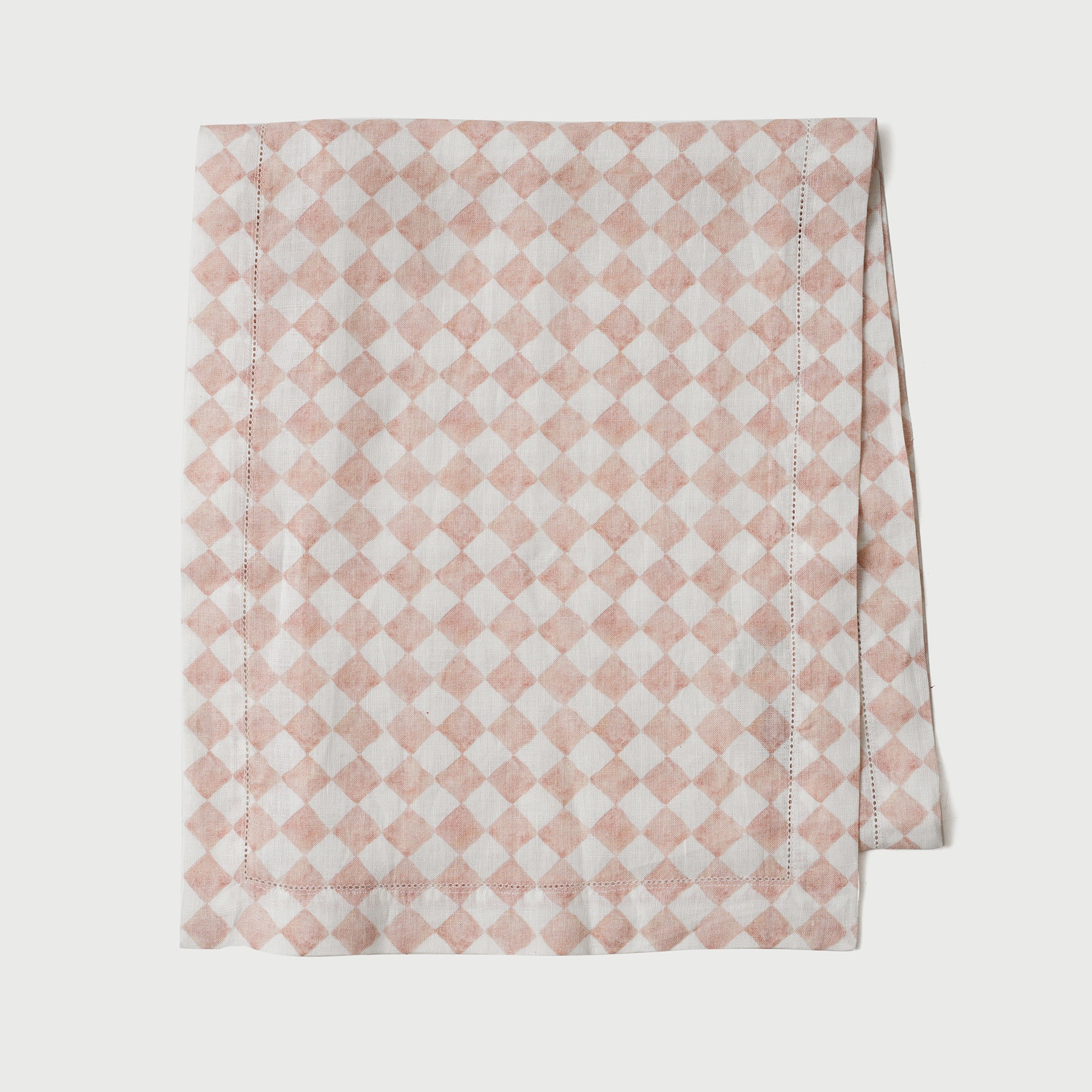 Checker Blush Linen Table Runner