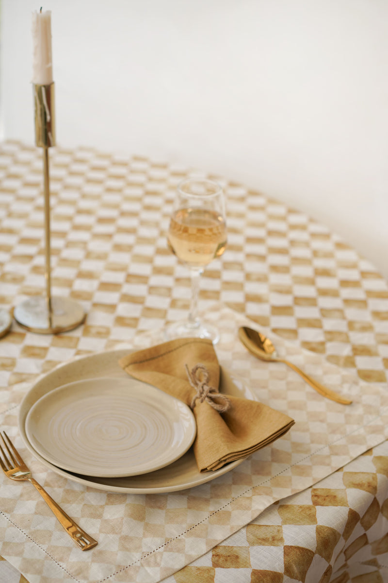 Checker Ochre Table Cover