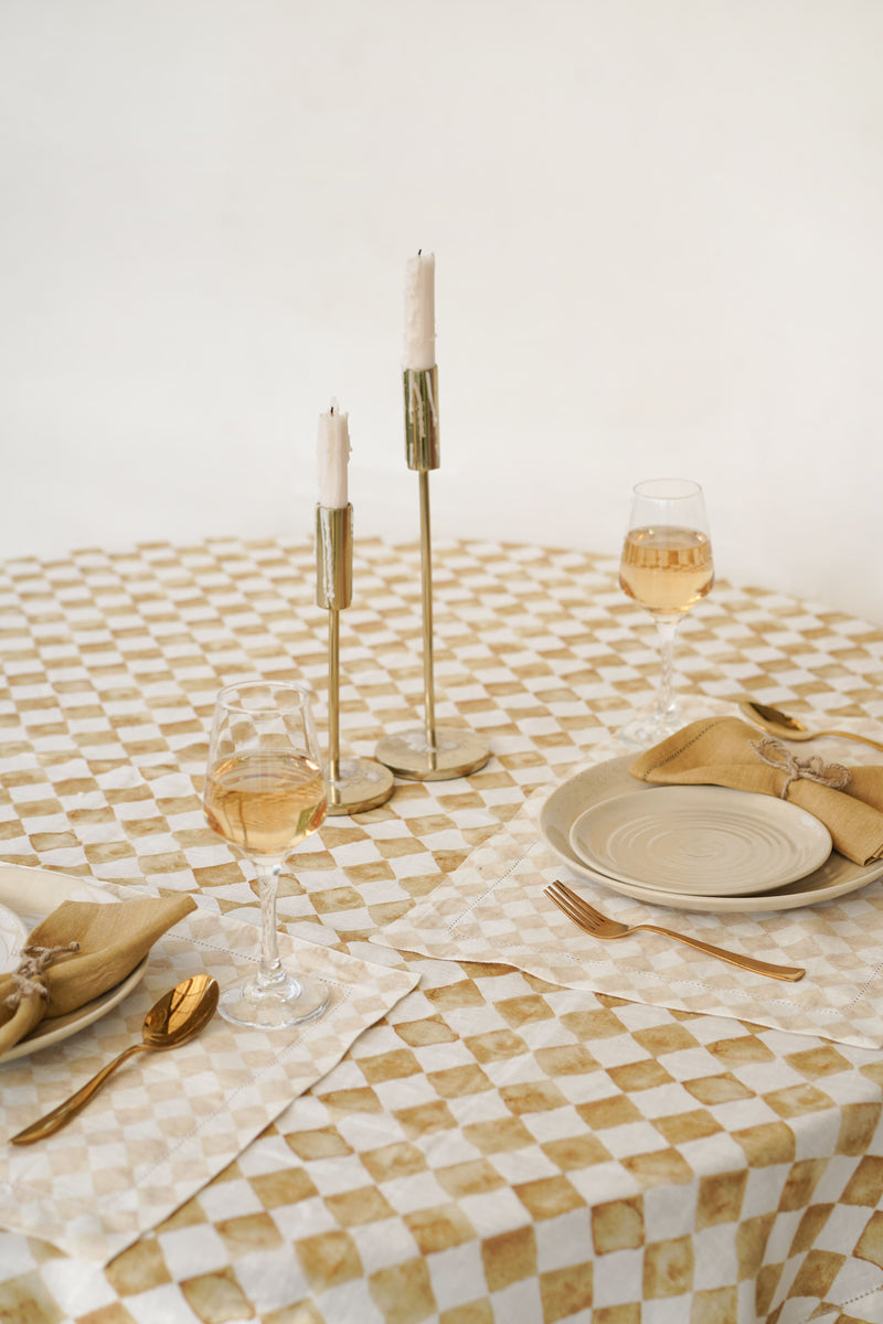 Checker Ochre Table Cover