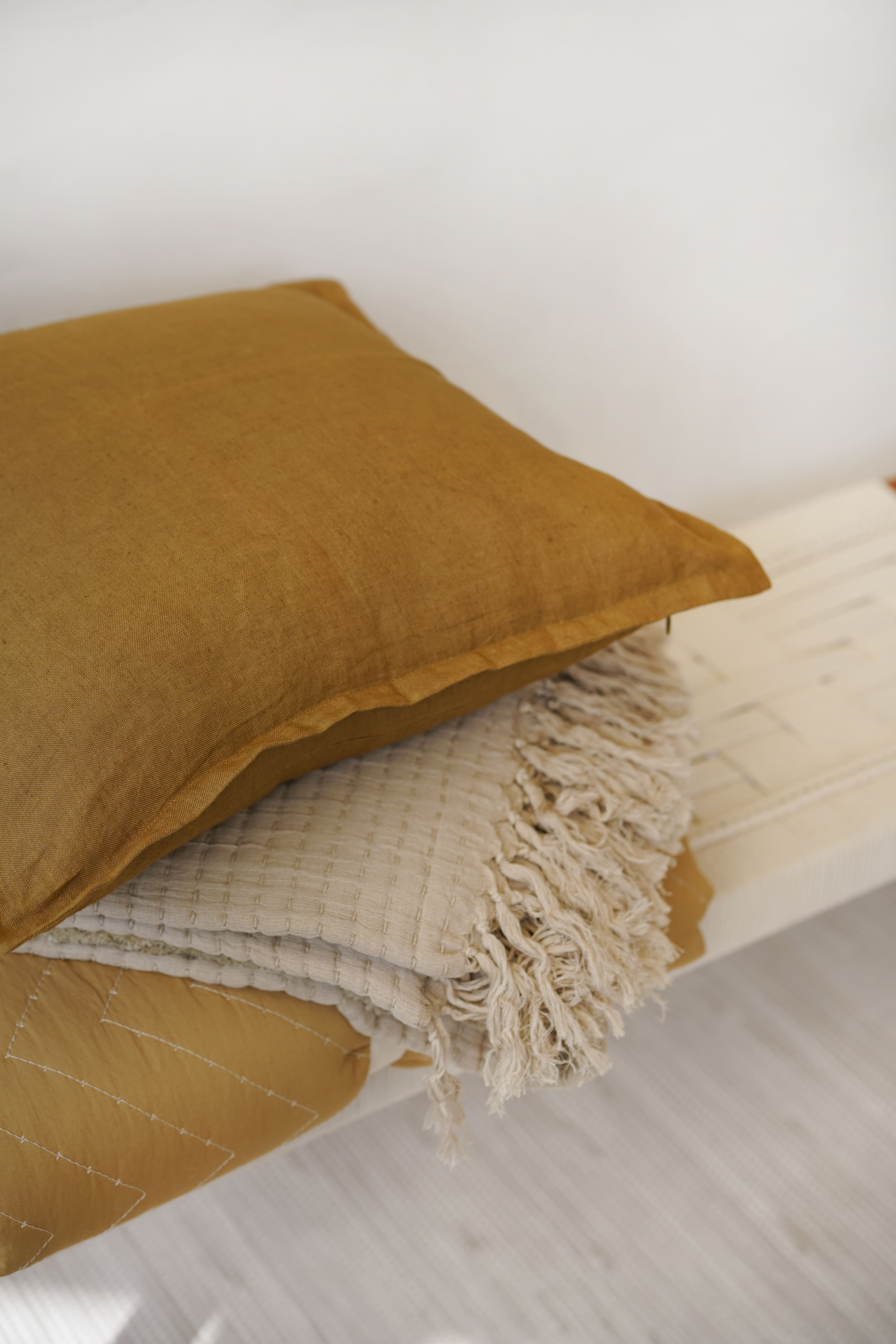 Ochre Linen Cushion Cover