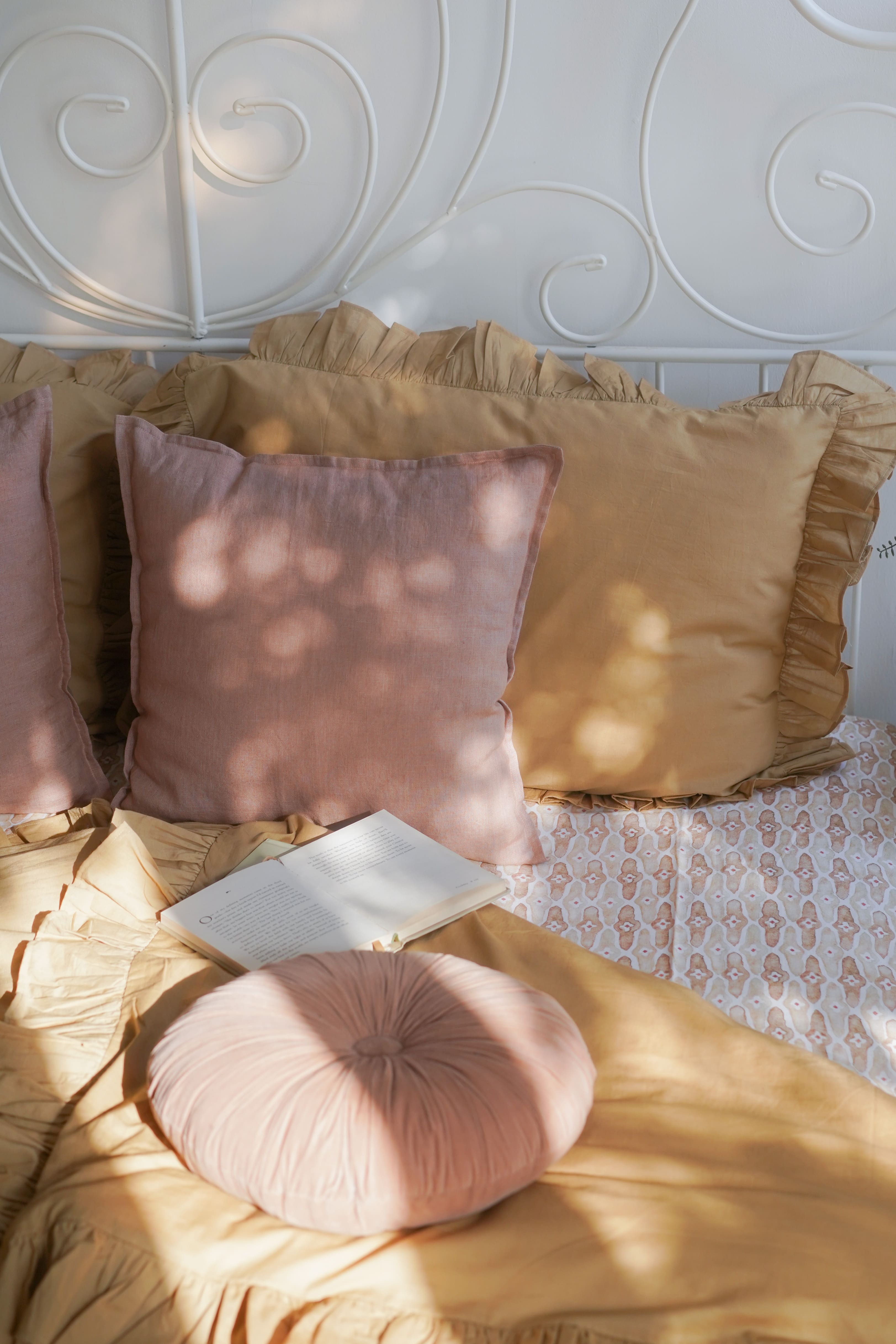 Mosaic Blush Linen Cotton Bedspread