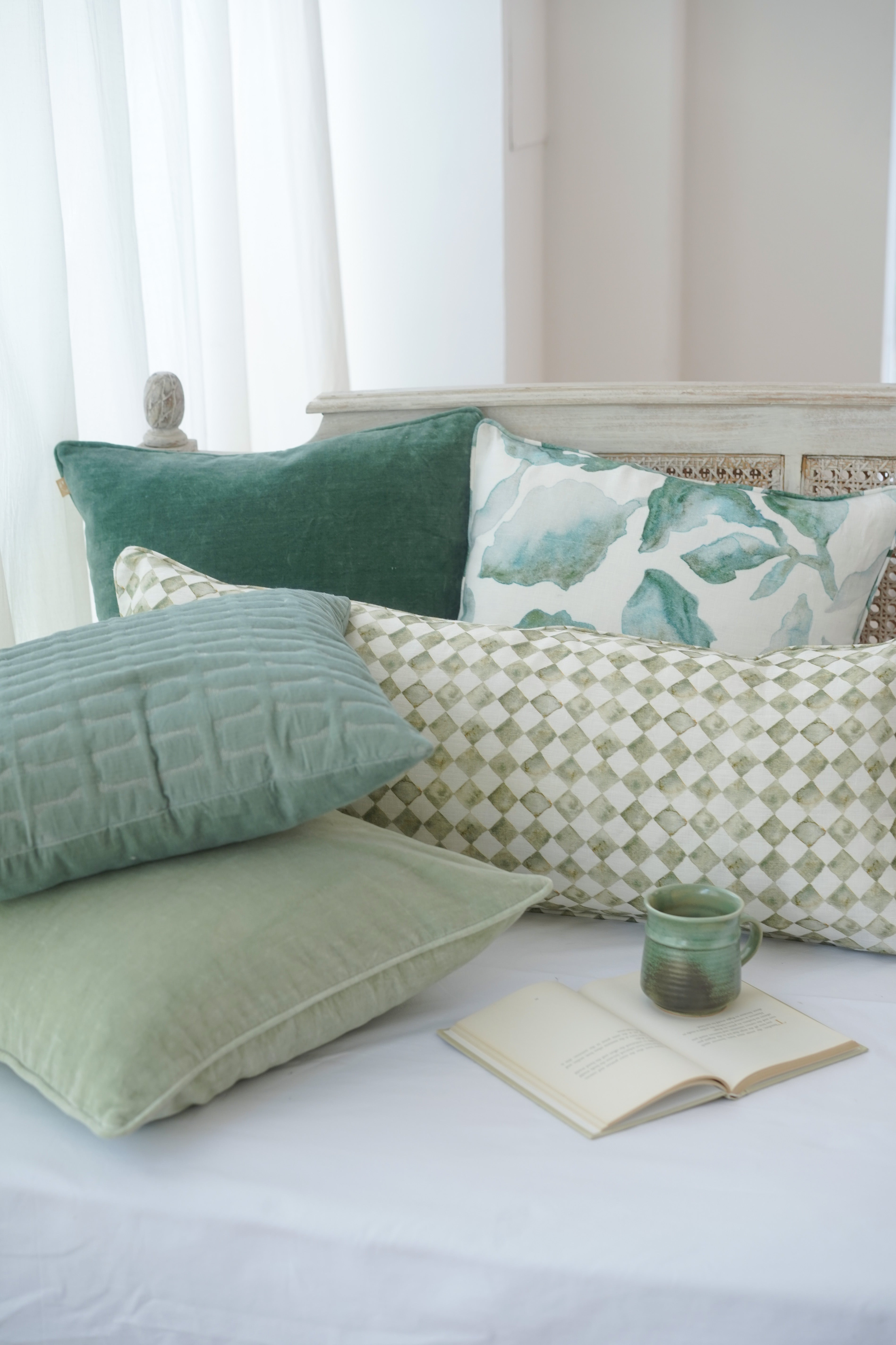 Sea Foam Green Velvet Cushion Cover