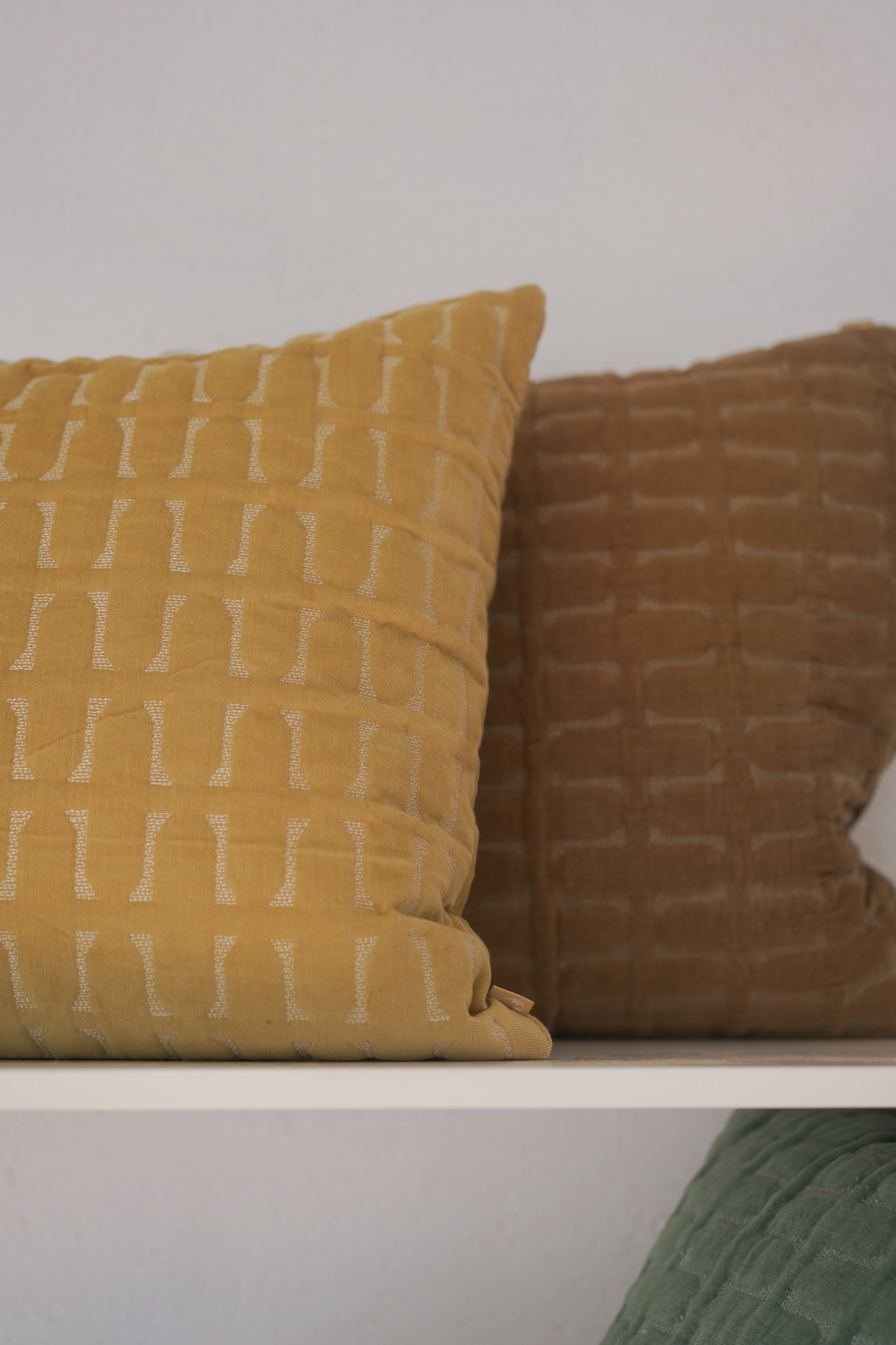 Twig Tan Brown Embroidered Velvet Cushion Cover