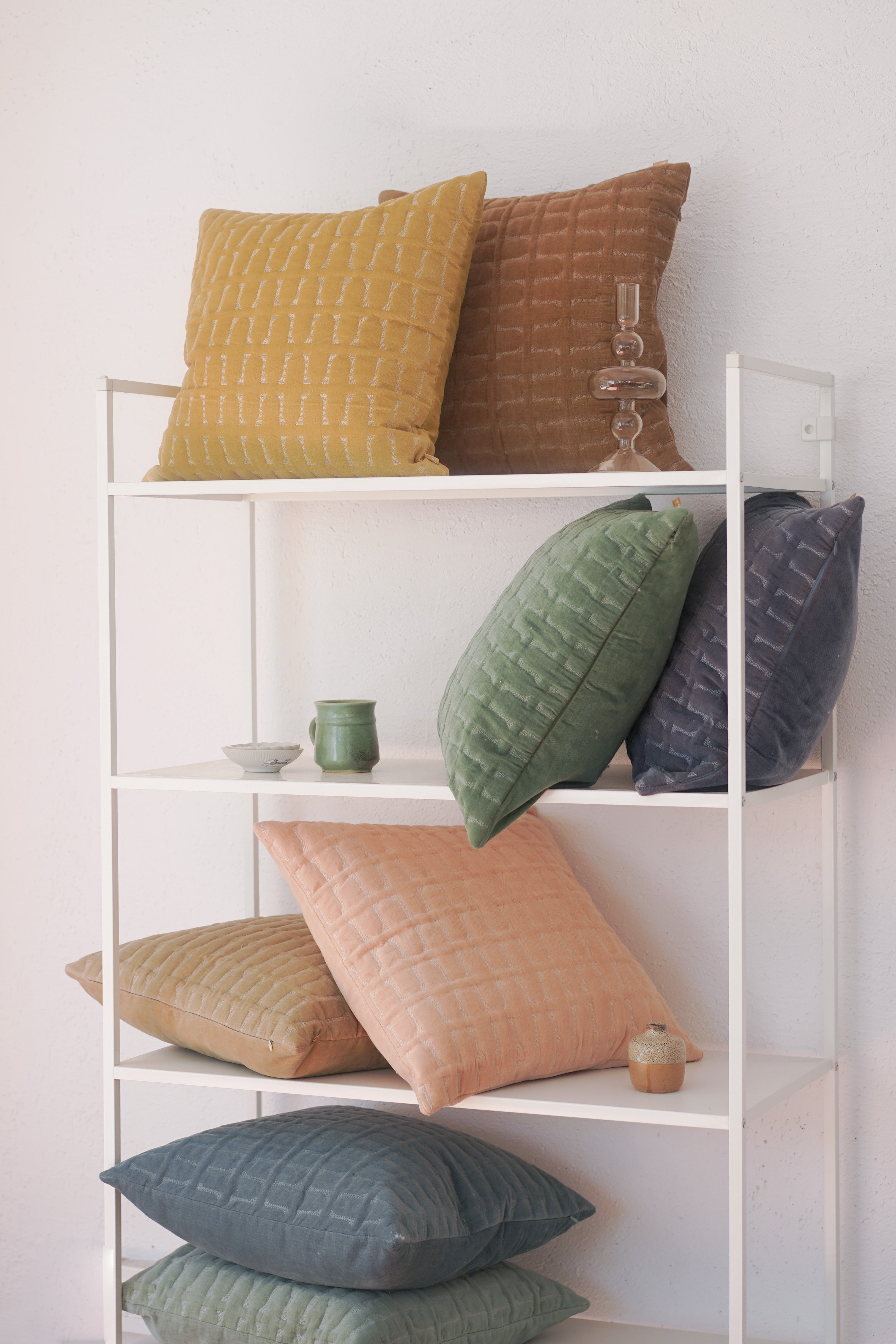 Twig Sand Embroidered Velvet Cushion Cover