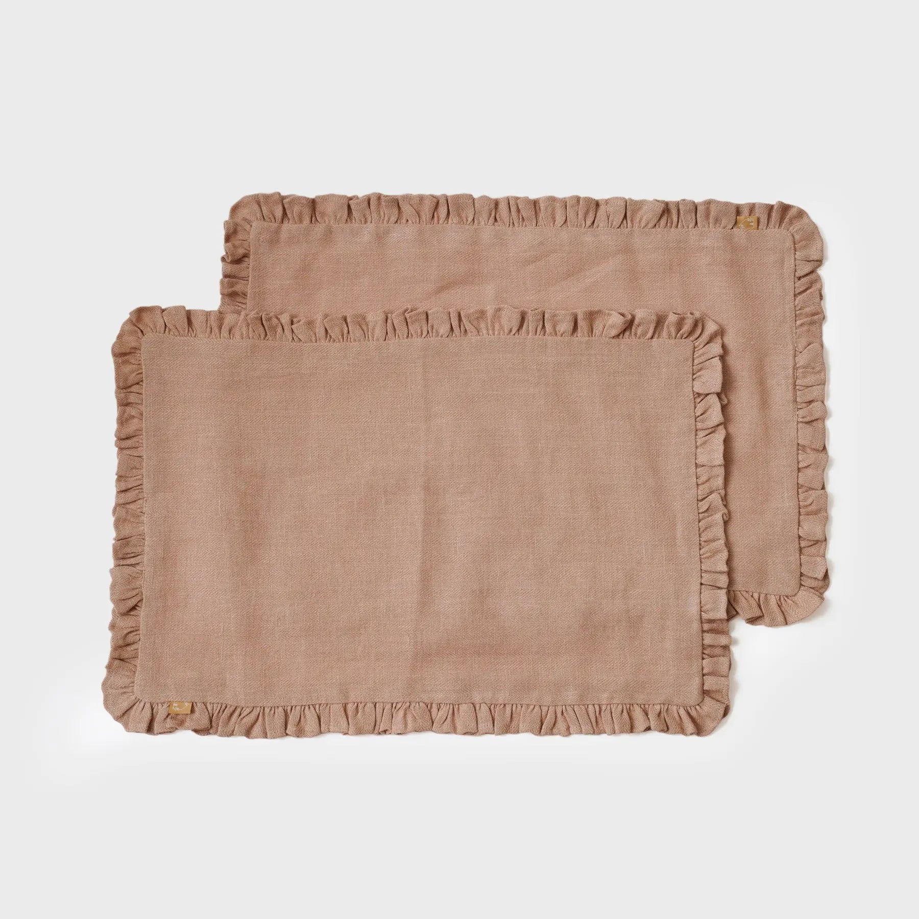 Hard Base Ruffle Mat Herringbone Ruffle Blush Table Mats | Set of 2 – SanctuaryLiving
