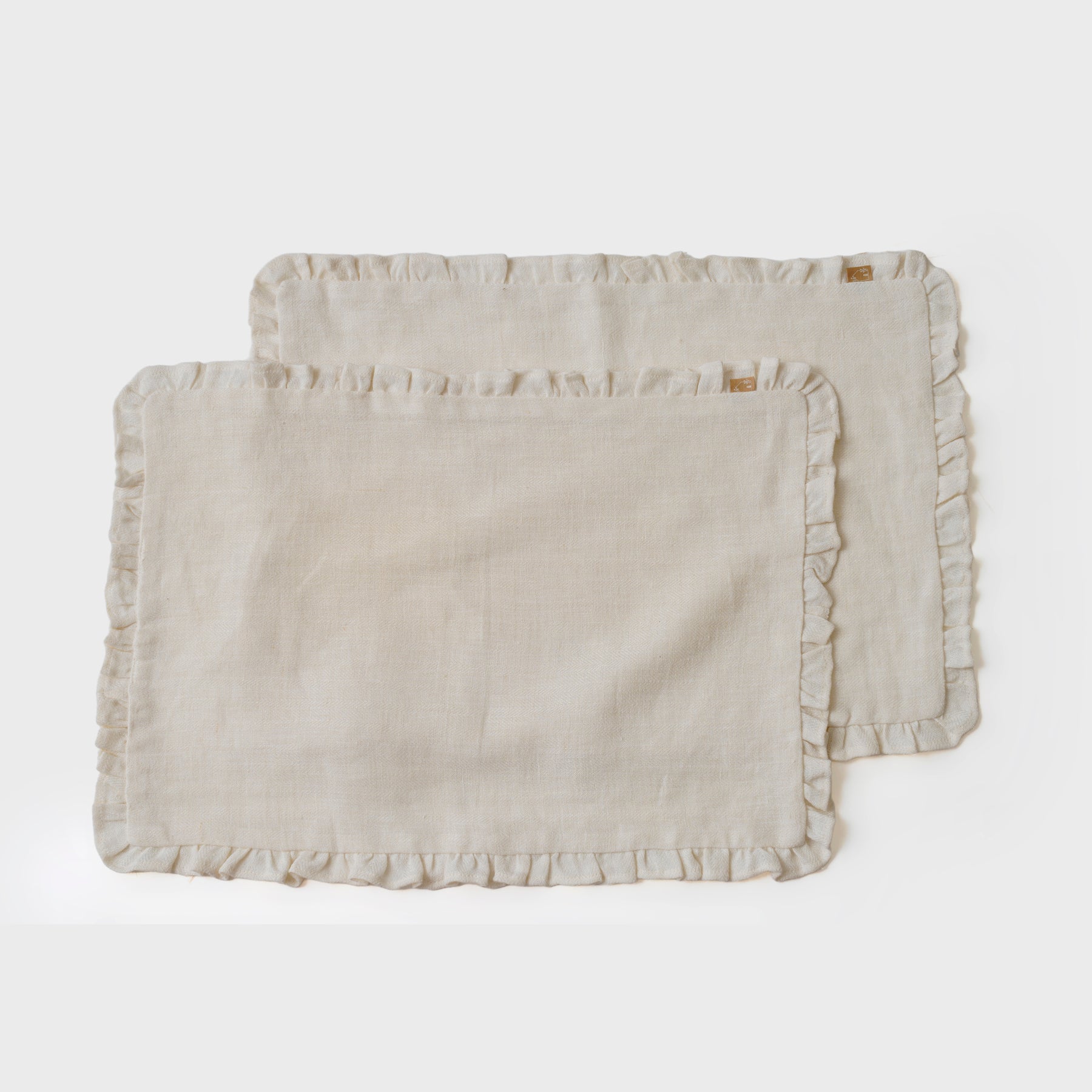 Herringbone Ruffle Ivory Table Mats | Set of 2