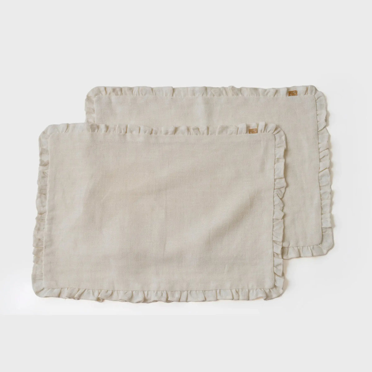 Herrgbone Ruffle Ivory Table Mats-Set of 2 | Premium Home Textiles