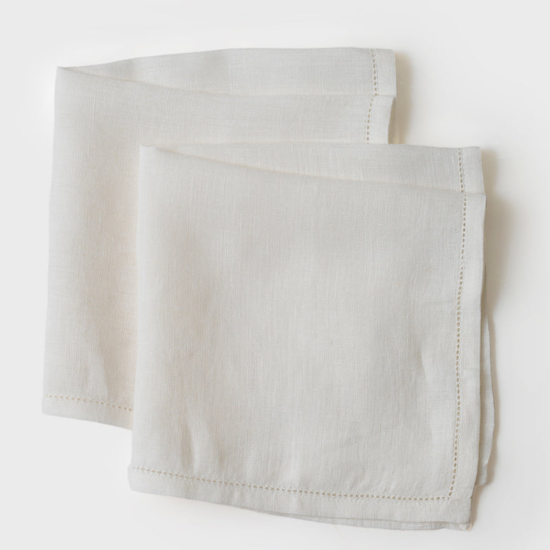 Linen White Table Napkins | Set of 2