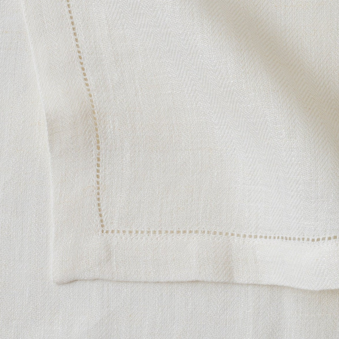 Ivory Herringbone Linen Table Napkins-Set of 2