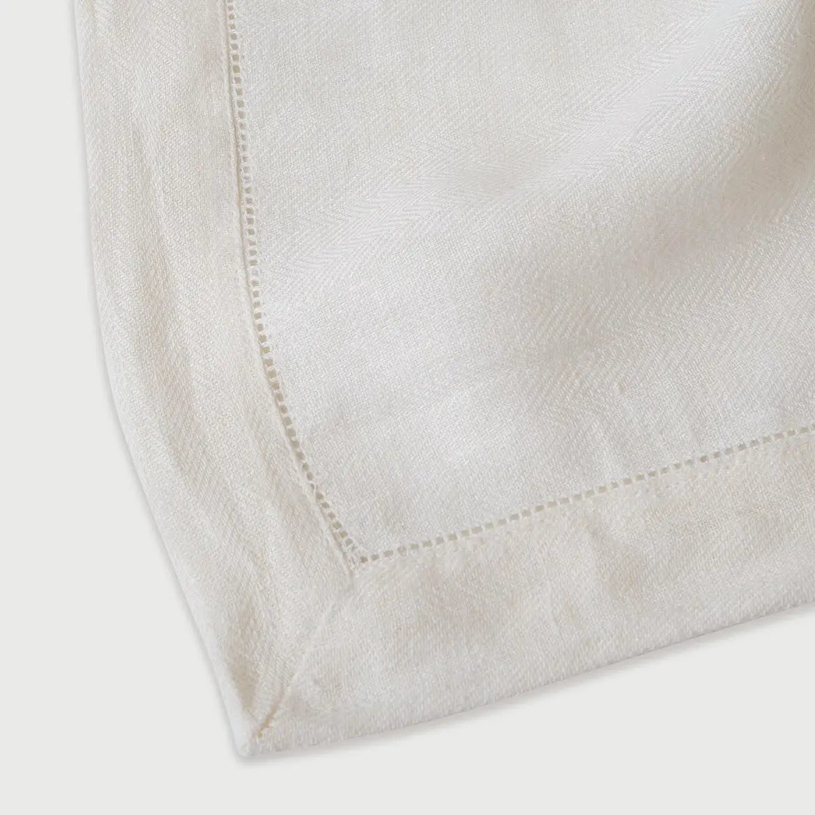 Ivory Herringbone Linen Table Cover