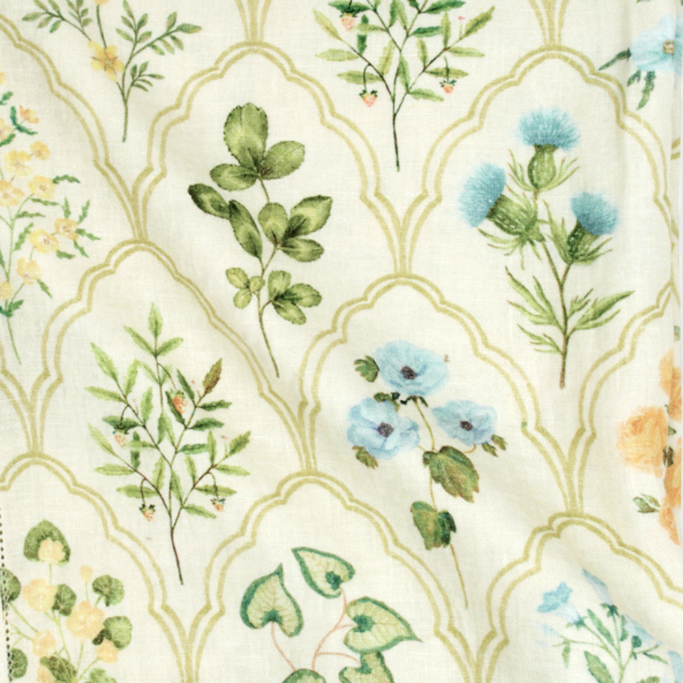 Eden Peach Printed Linen Fabric