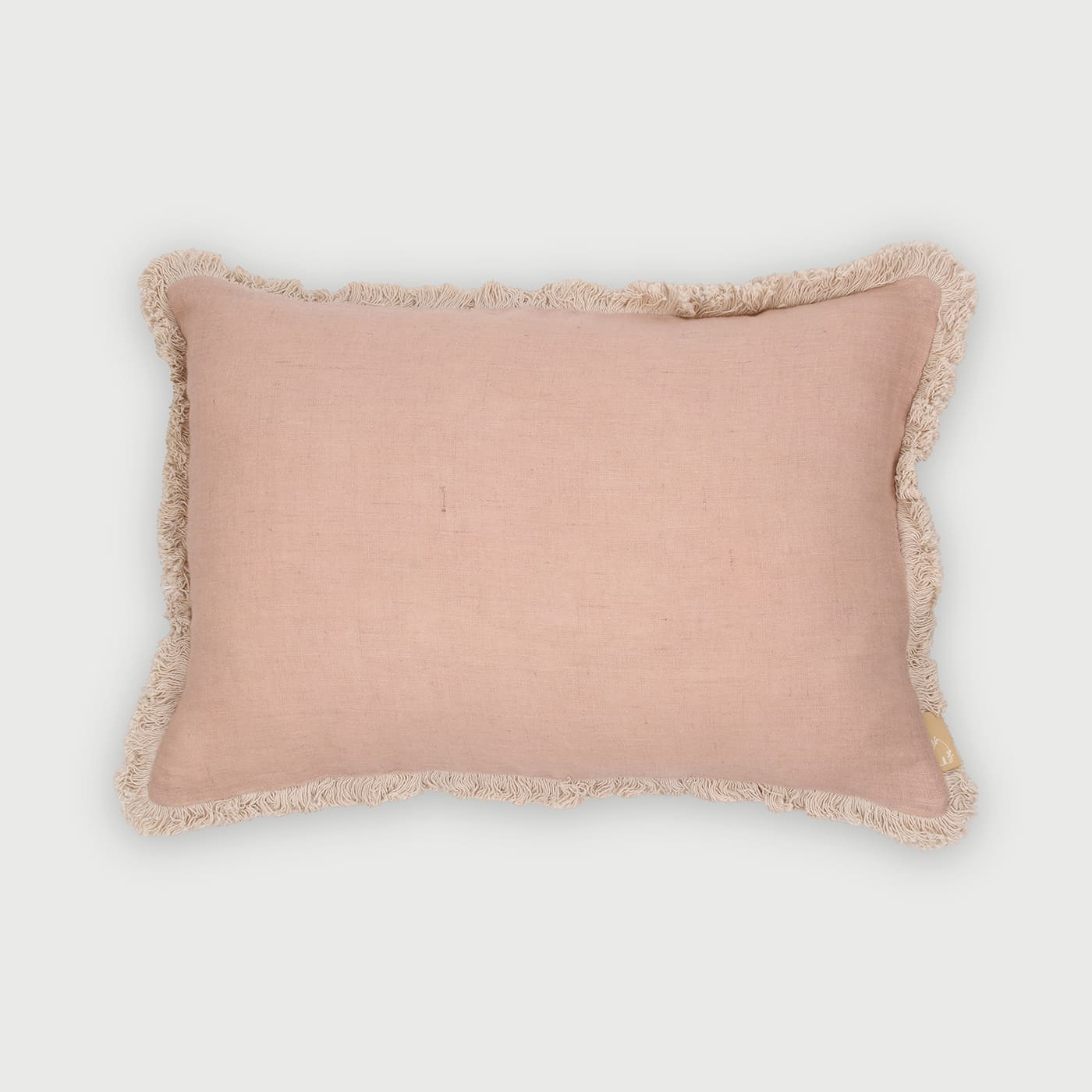 Fringe Rose Oblong Linen Cushion Cover