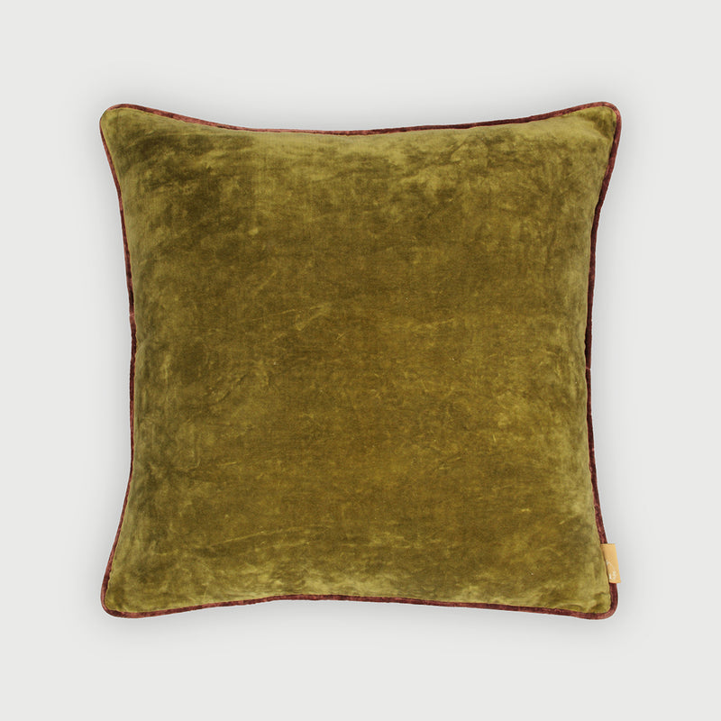 Glow Olive Green Velvet Cushion Cover