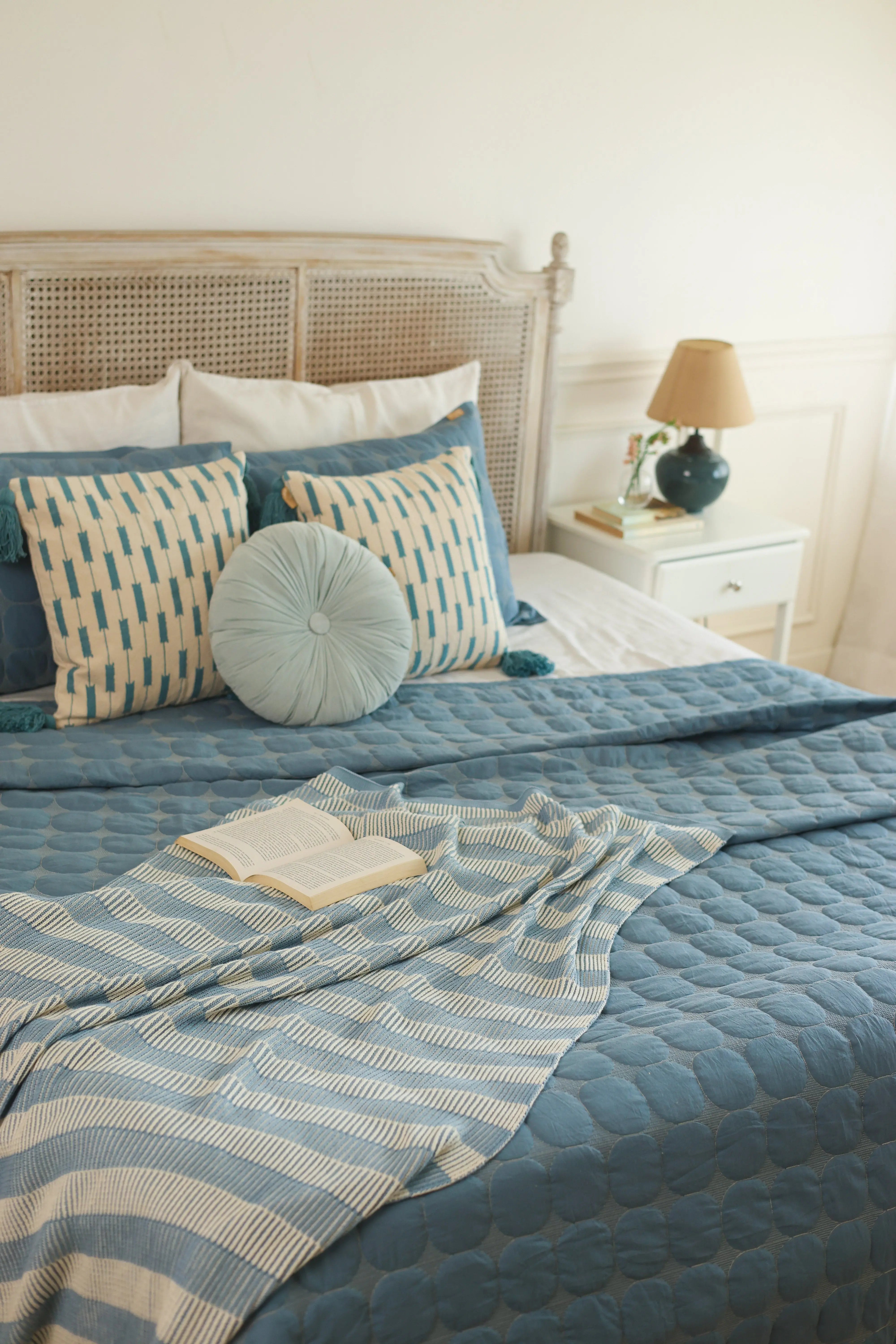 Zen Azure Cotton Quilted Bedding Set SanctuaryLiving