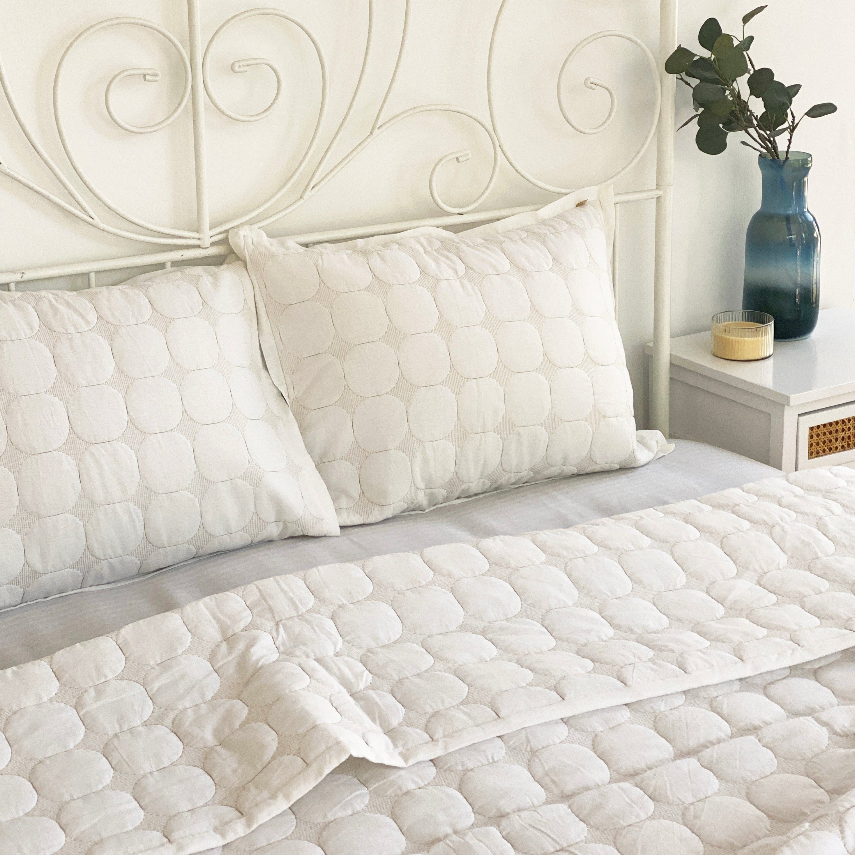 Zen Ivory Quilted Cotton Pillow Covers