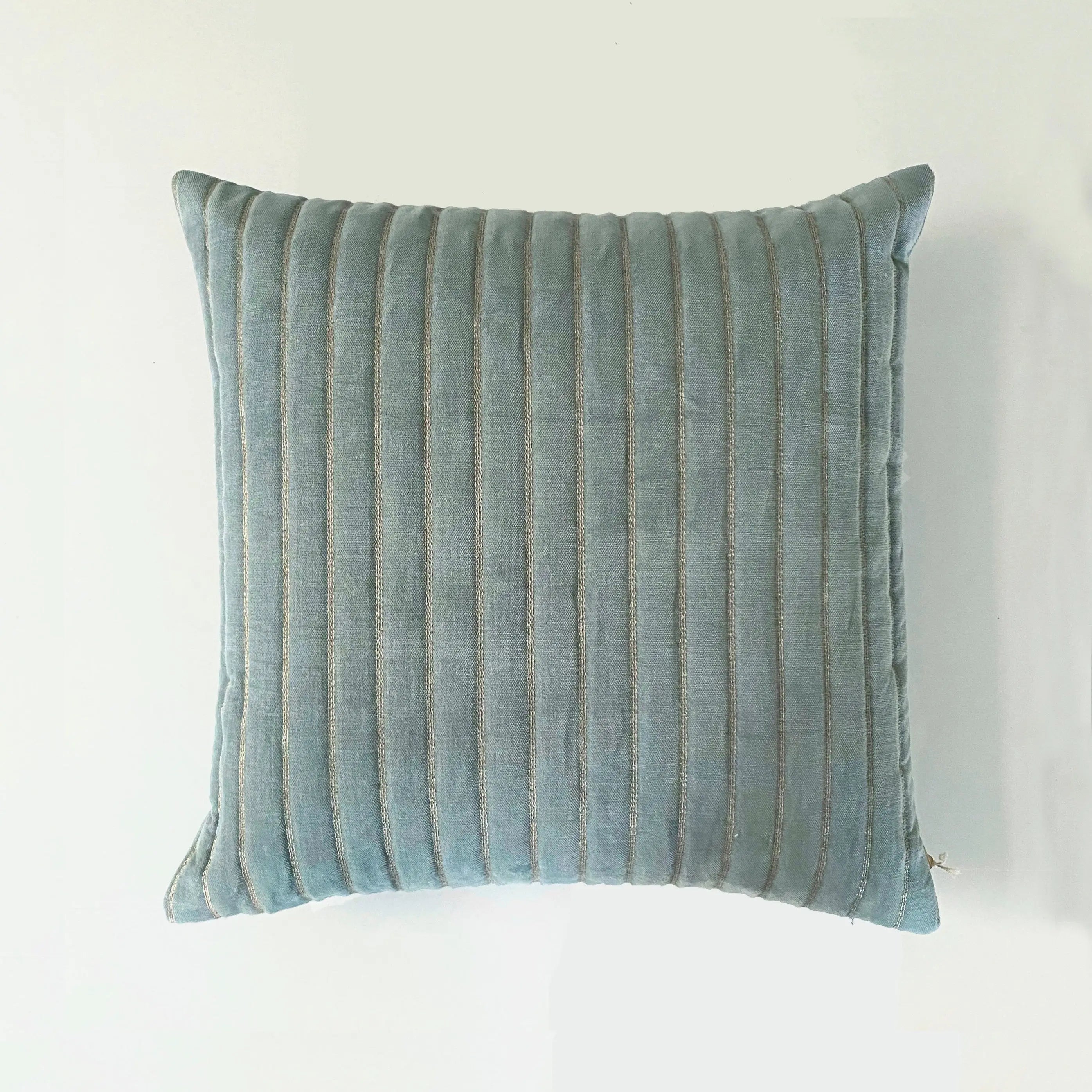 Eden Striped Duck Egg Velvet Cushion Cover SanctuaryLiving