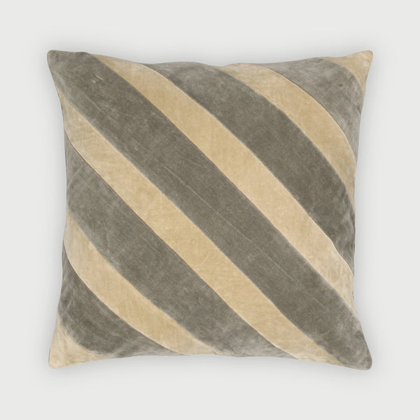 Heather Grey Velvet Stripe Cushion Cover