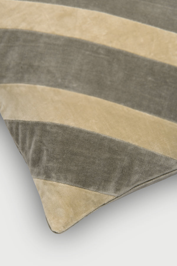 Heather Grey Velvet Stripe Cushion Cover