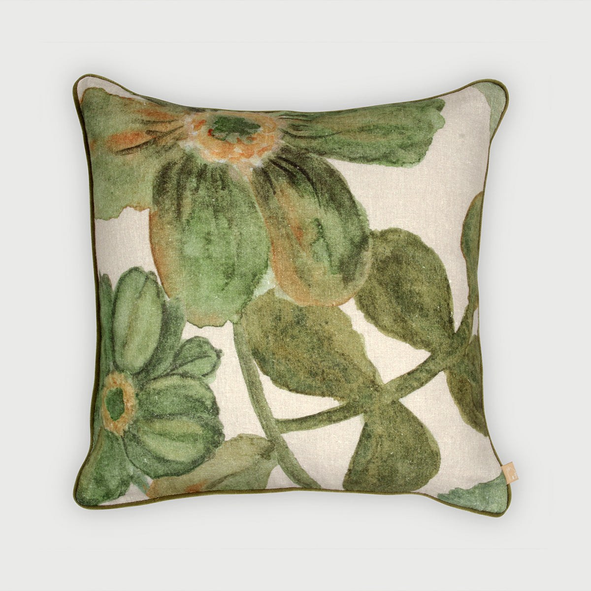 Wildflower Olive Linen Cushion Cover