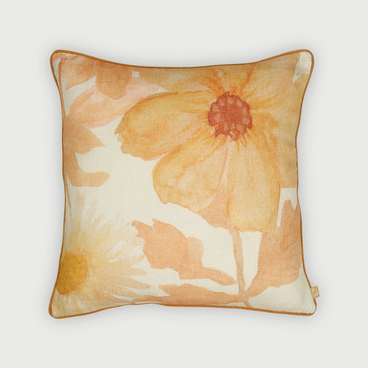 Wildflower Apricot Linen Cushion Cover