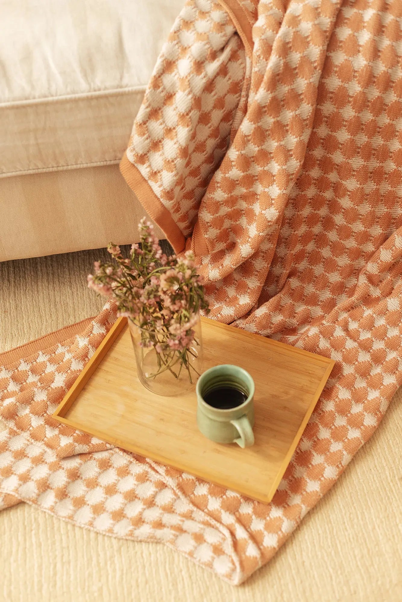 Ivy Spice Cotton Knitted Throw SanctuaryLiving