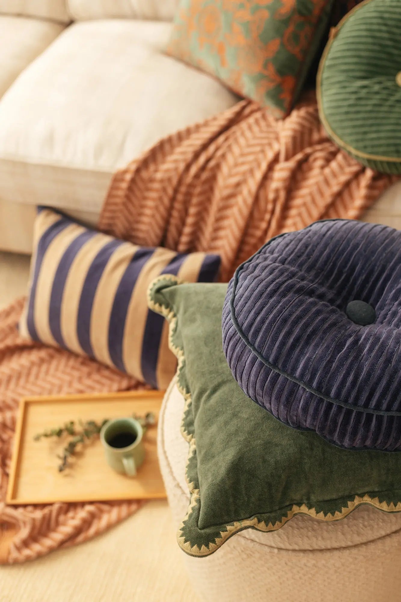 Mirage Scallop Eucalyptus Cushion Cover SanctuaryLiving