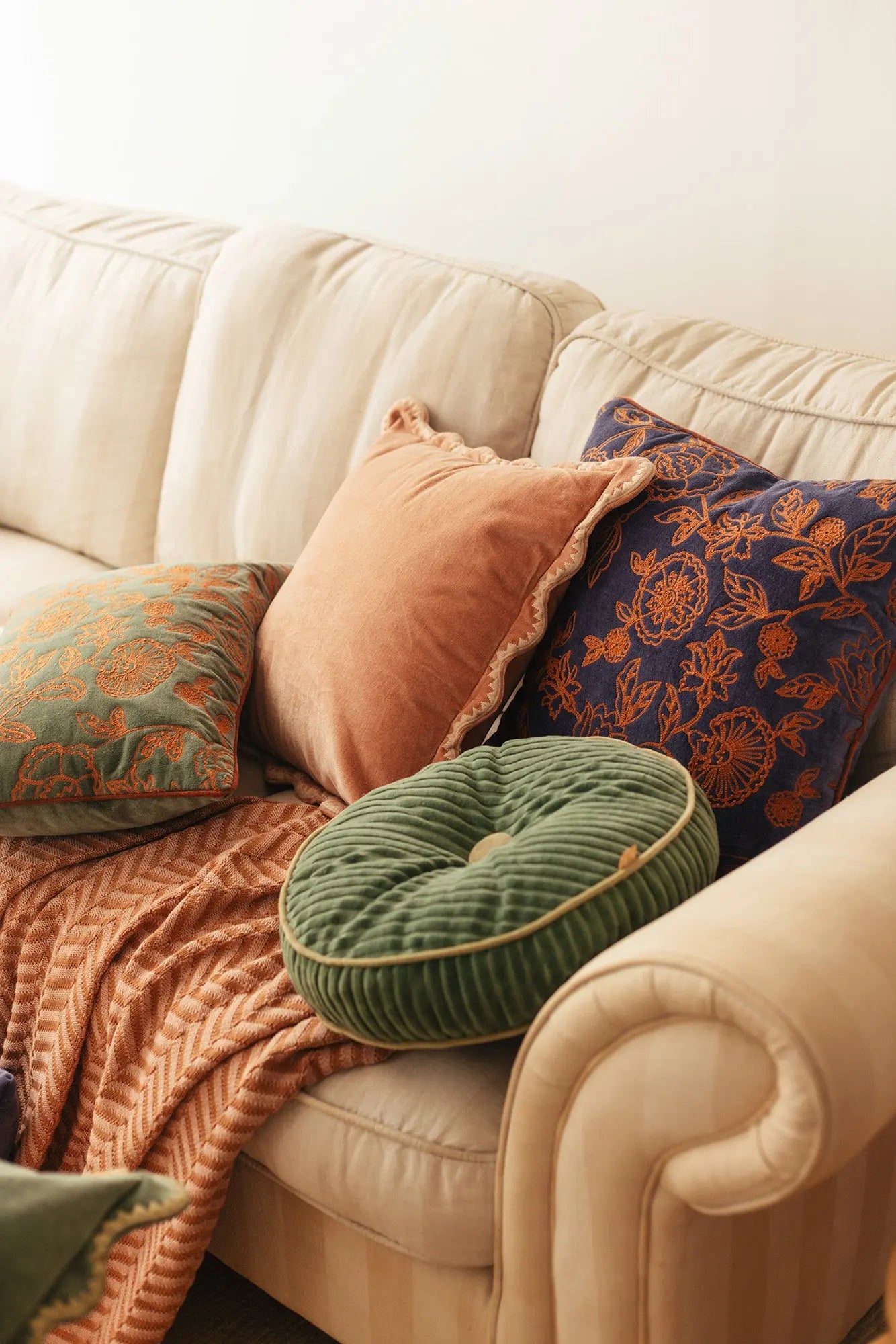 Chevron Brown Cotton Knitted Throw SanctuaryLiving