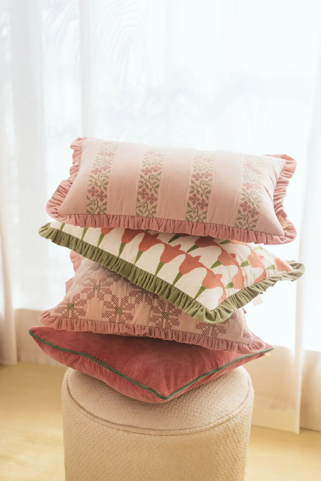 Tulip Raspberry Oblong Cushion Cover SanctuaryLiving