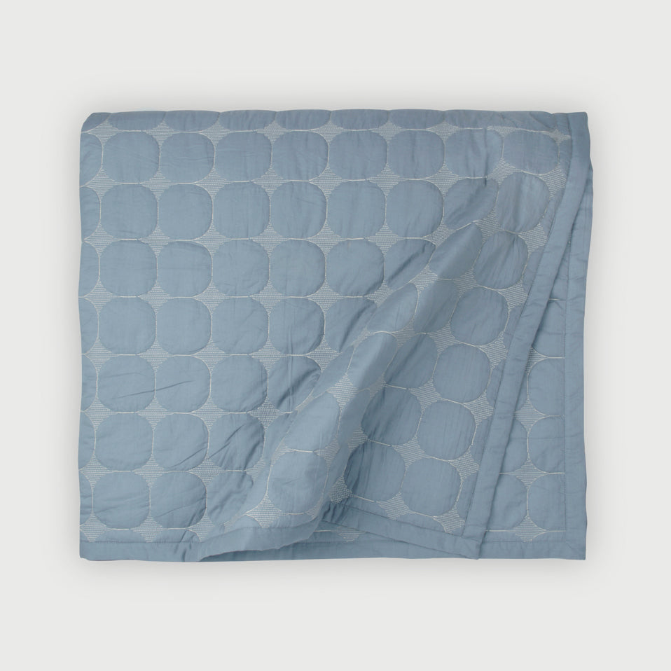 Zen Azure Cotton Quilted Bedding Set