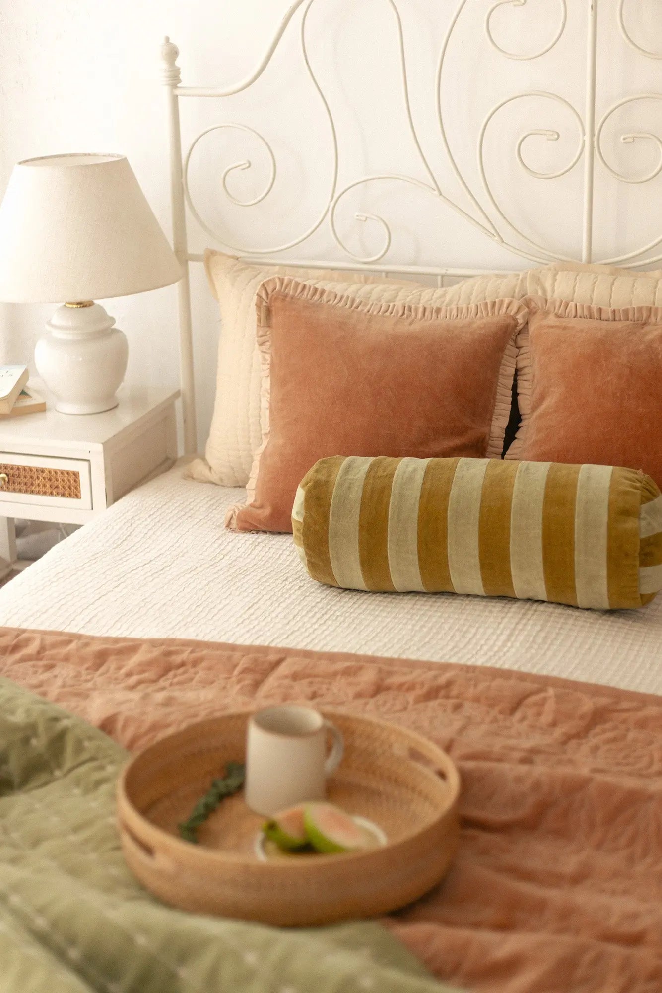 Holly Olive Striped Bolster Cover SanctuaryLiving