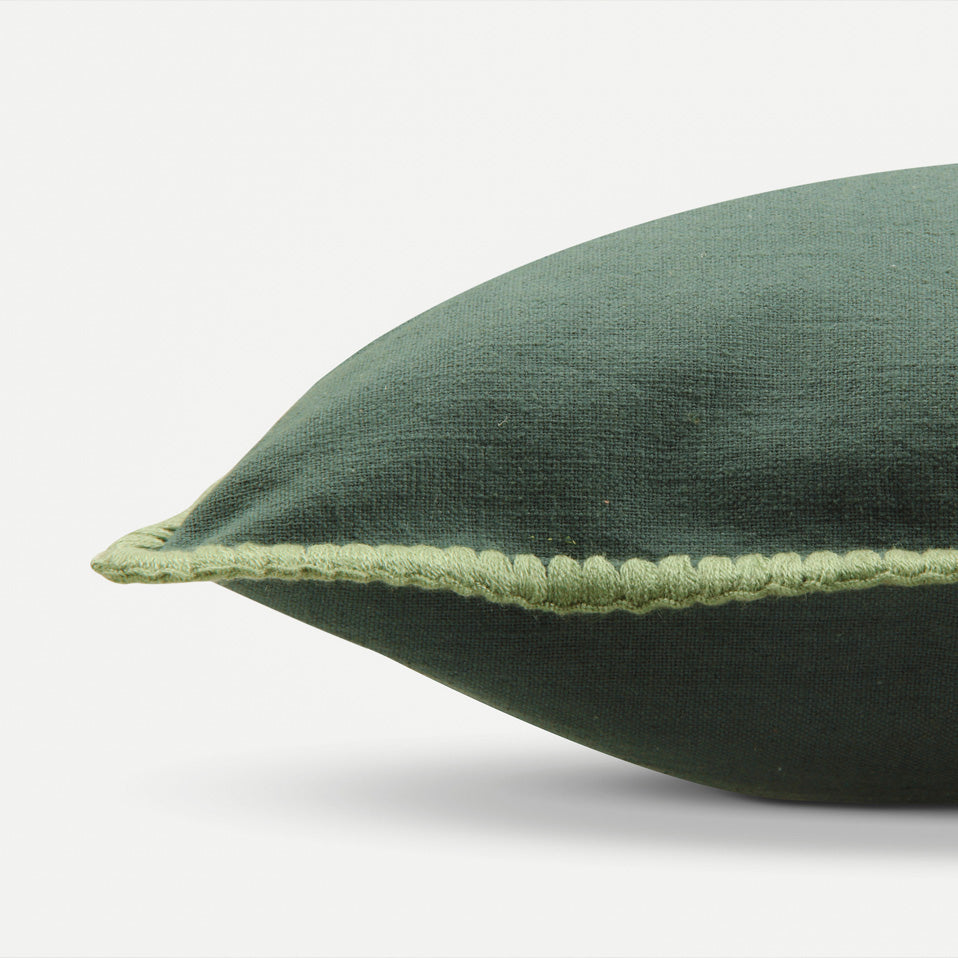 Sofia Eucalyptus Embroidered Cotton Cushion Cover