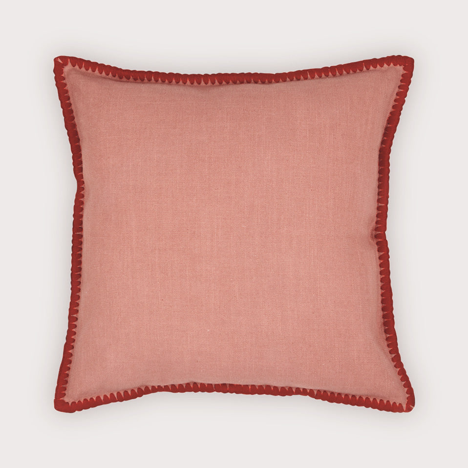Sofia Dusty Rose Embroidered Cotton Cushion Cover
