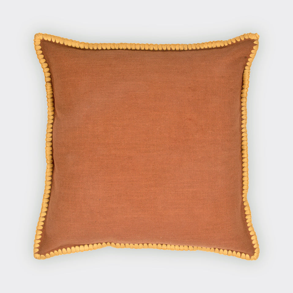 Sofia Terracotta Embroidered Cotton Cushion Cover
