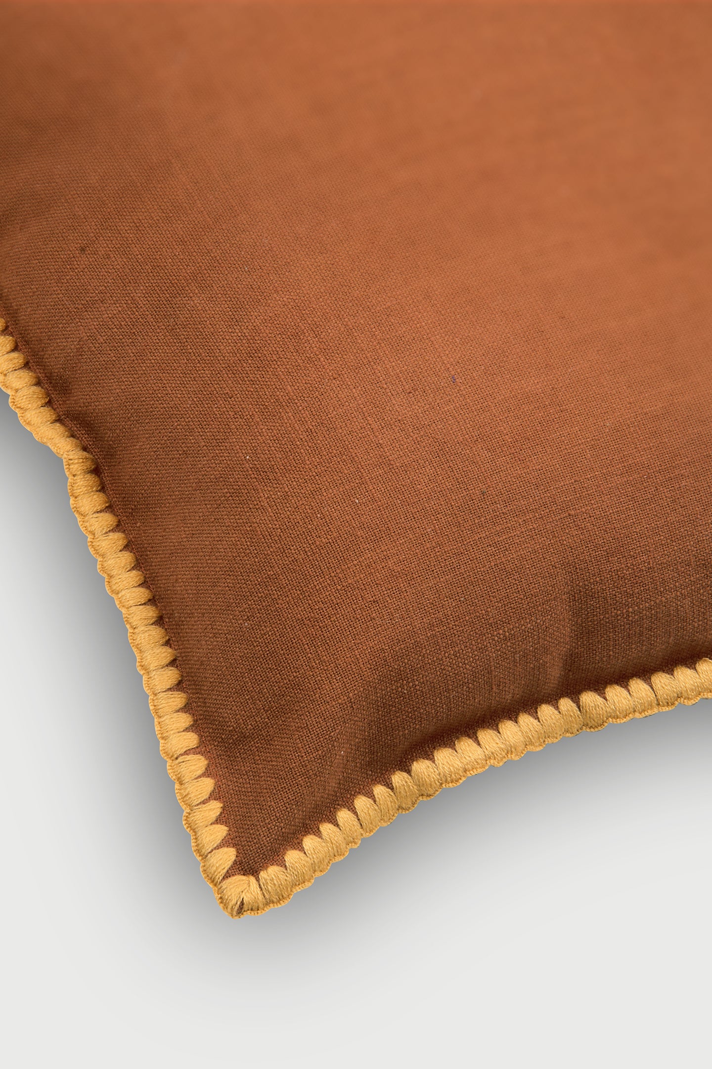 Sofia Terracotta Embroidered Cotton Cushion Cover
