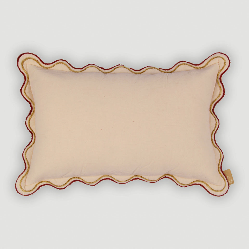 Aurora Scallop Oatmeal Embroidered Oblong Cushion Cover